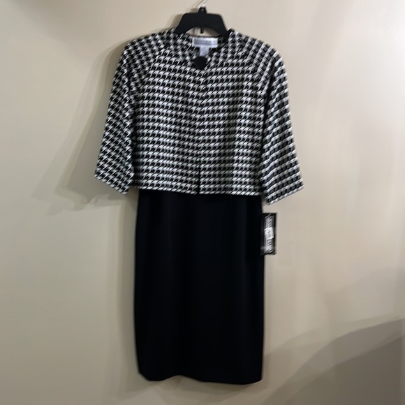 Jessica Howard  black dress, sleeveless ,straight, Herringbone jacket size 14 - Picture 3 of 7